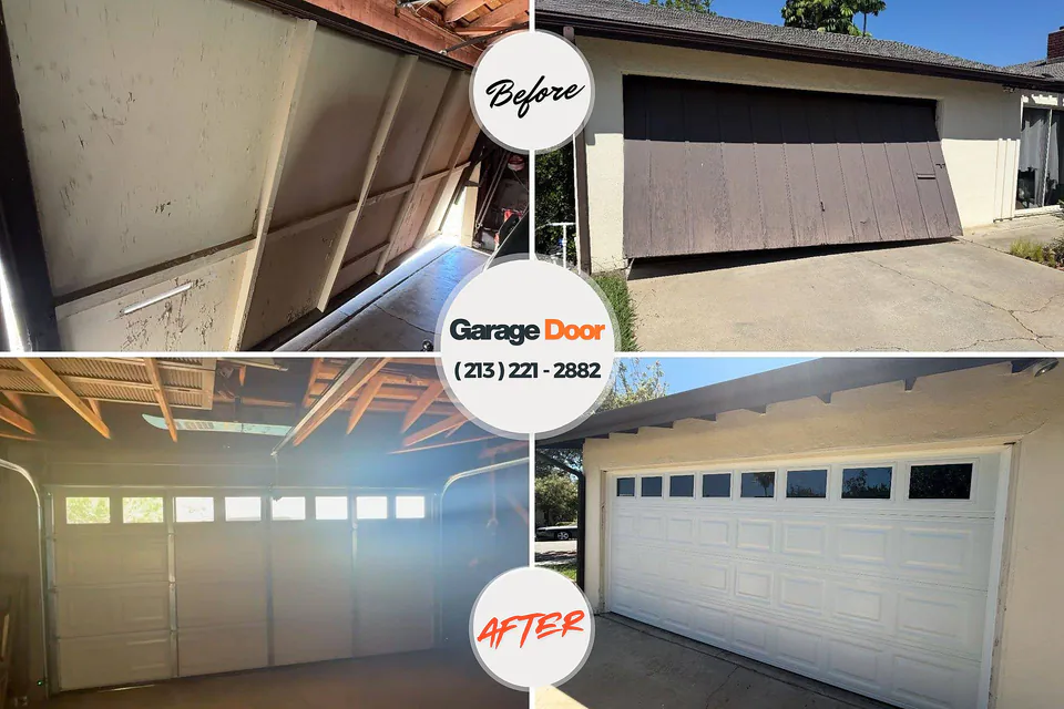 Before and after: garage door repair Robbinsdale, MN